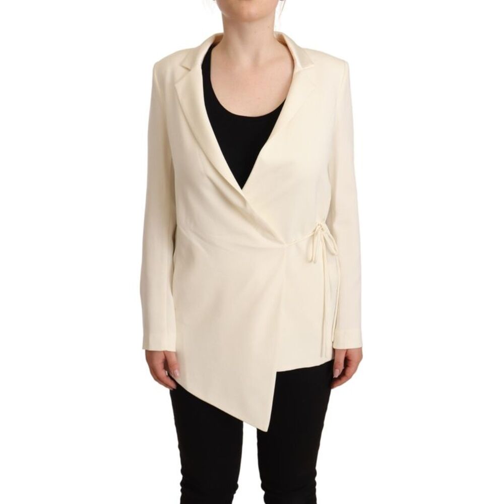 Patrizia Pepe Wrap Off White Long Sleeves Viscose Blazer Women's Jacket